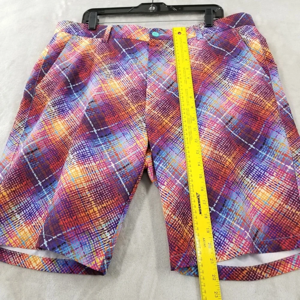 Hreski Shorts Men‎ 38 Colorful Plaid Golf Performance Chino Stretch 10
